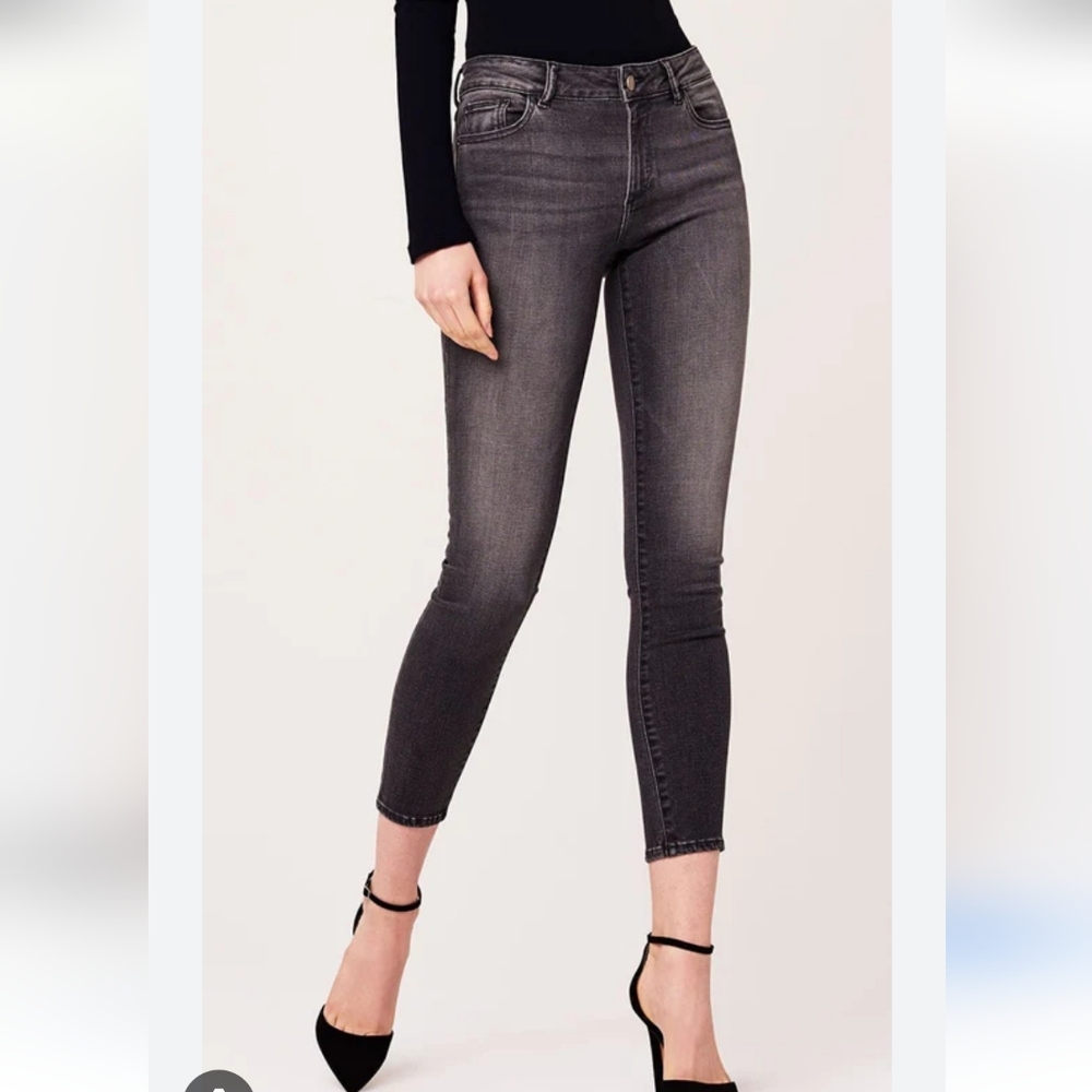 DL1961 Margaux Mid Rise Instasculpt Ankle Jeans Gray Shaping Shapewear Jeggings